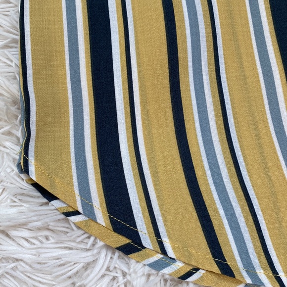 Lara Fashion Striped Linen-Look Top 💗 Gold Navy & White - Picture 9 of 13